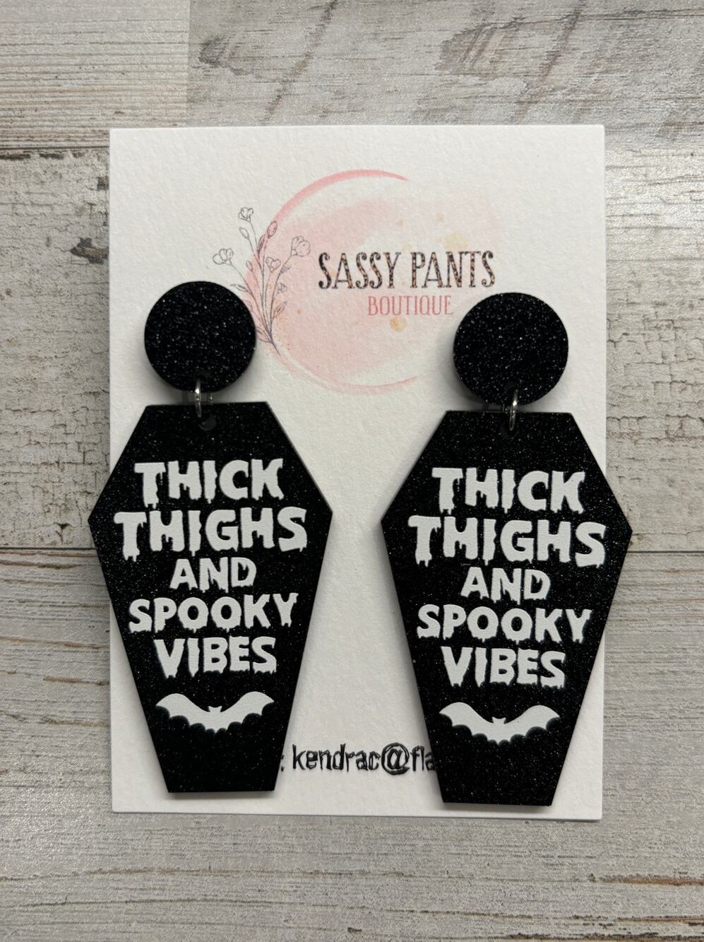 Thick Thighs and Spooky Vibes Coffin Earrings NWT